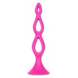 Розовая анальная елочка Silicone Triple Probe - 14,5 см.