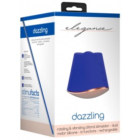 Синий клиторальный стимулятор Dazzling с вибрацией и ротацией - 6,7 см.